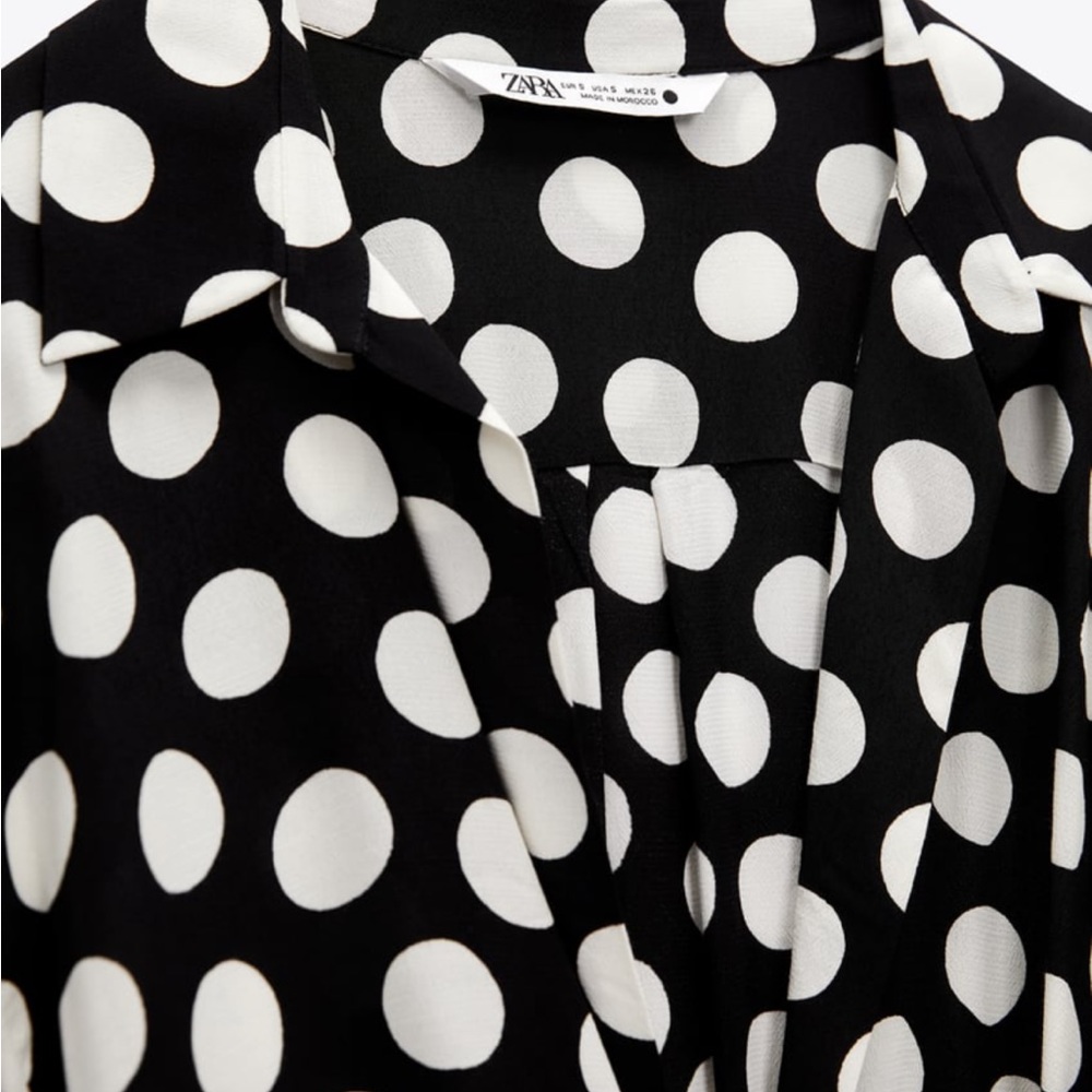 NWT Zara Asymmetrical Polka Dot Shirt Dress - Picture 5 of 12